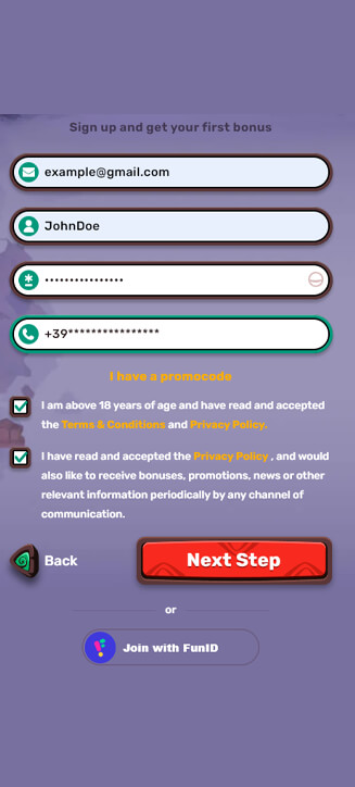 Processus d'inscription de 5Gringos sur mobile Processus d'inscription de 5Gringos sur mobile